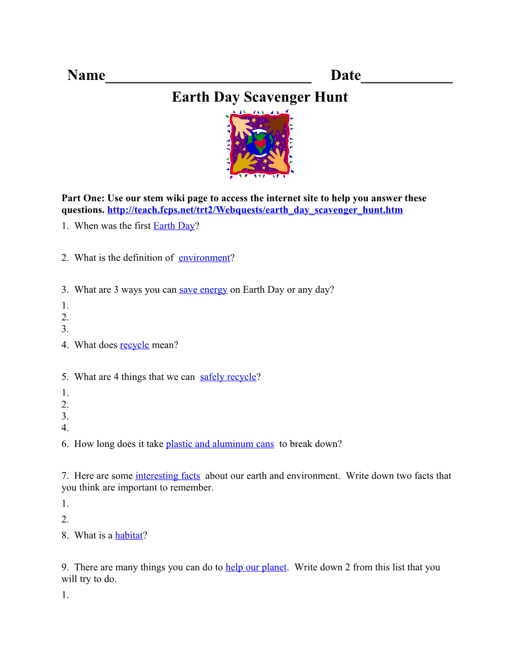 Earth Day Scavenger Hunt