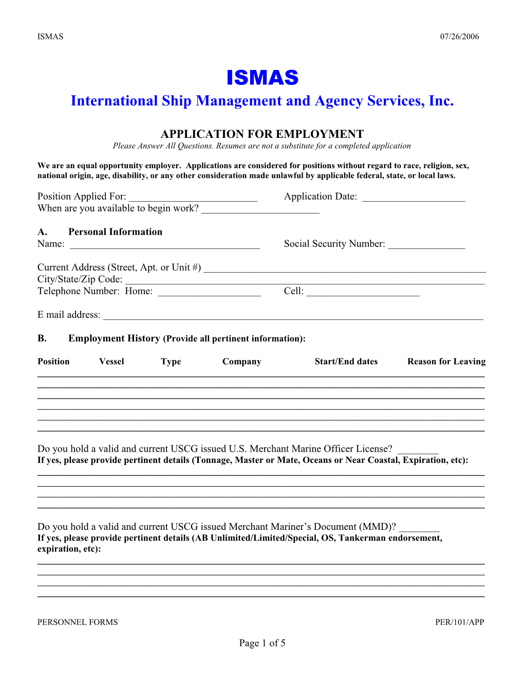 International Ship Management and Agency Services, Inc