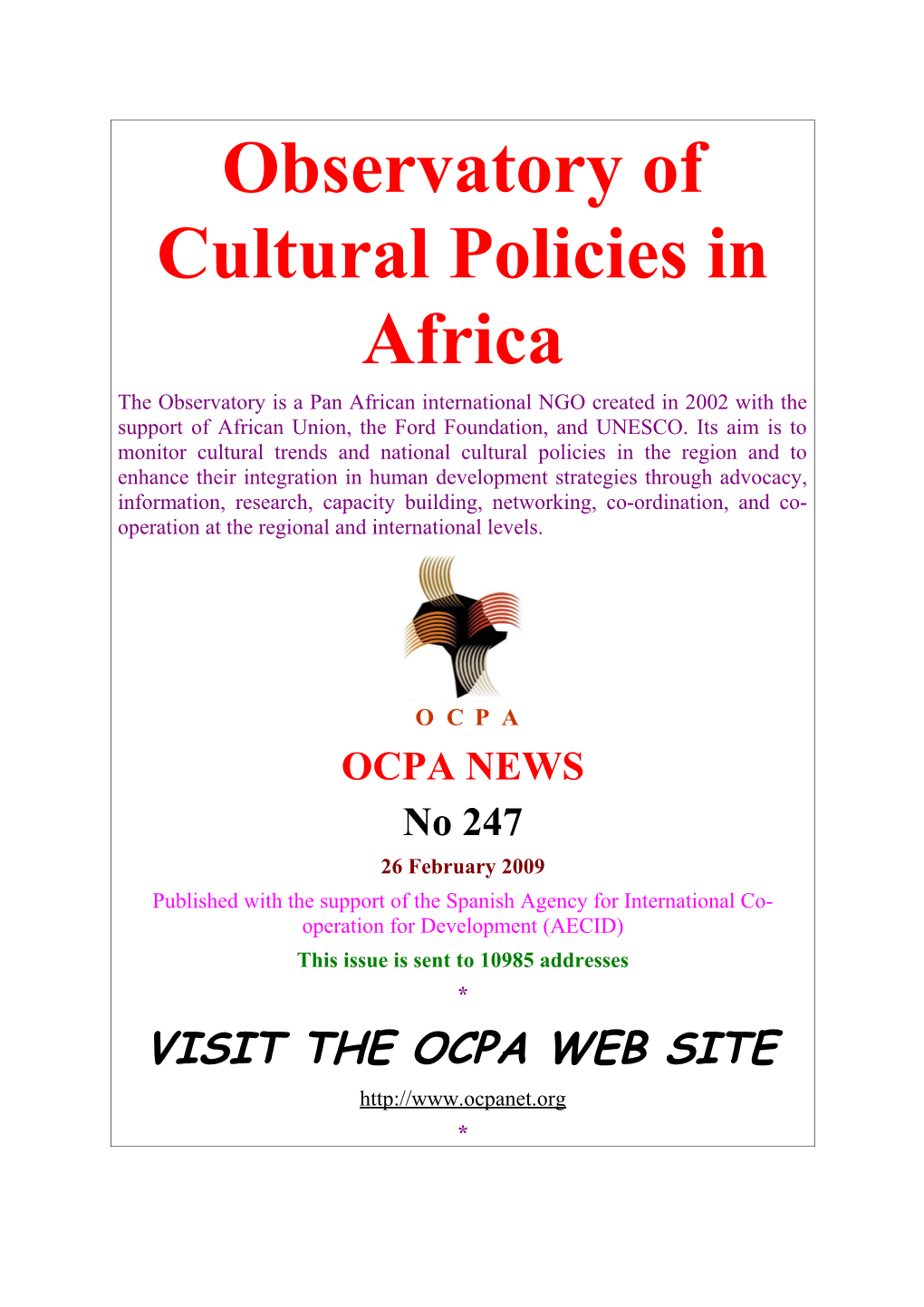 Observatory of Cultural Policies in Africa s1