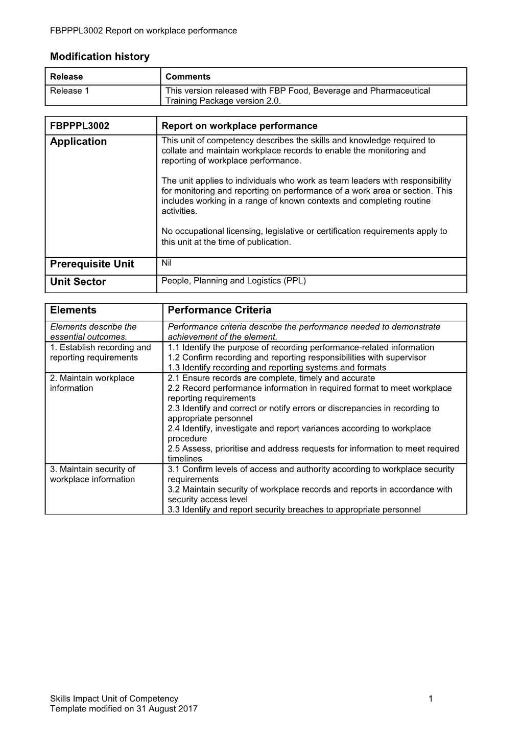 Skills Impact Unit of Competency Template s28