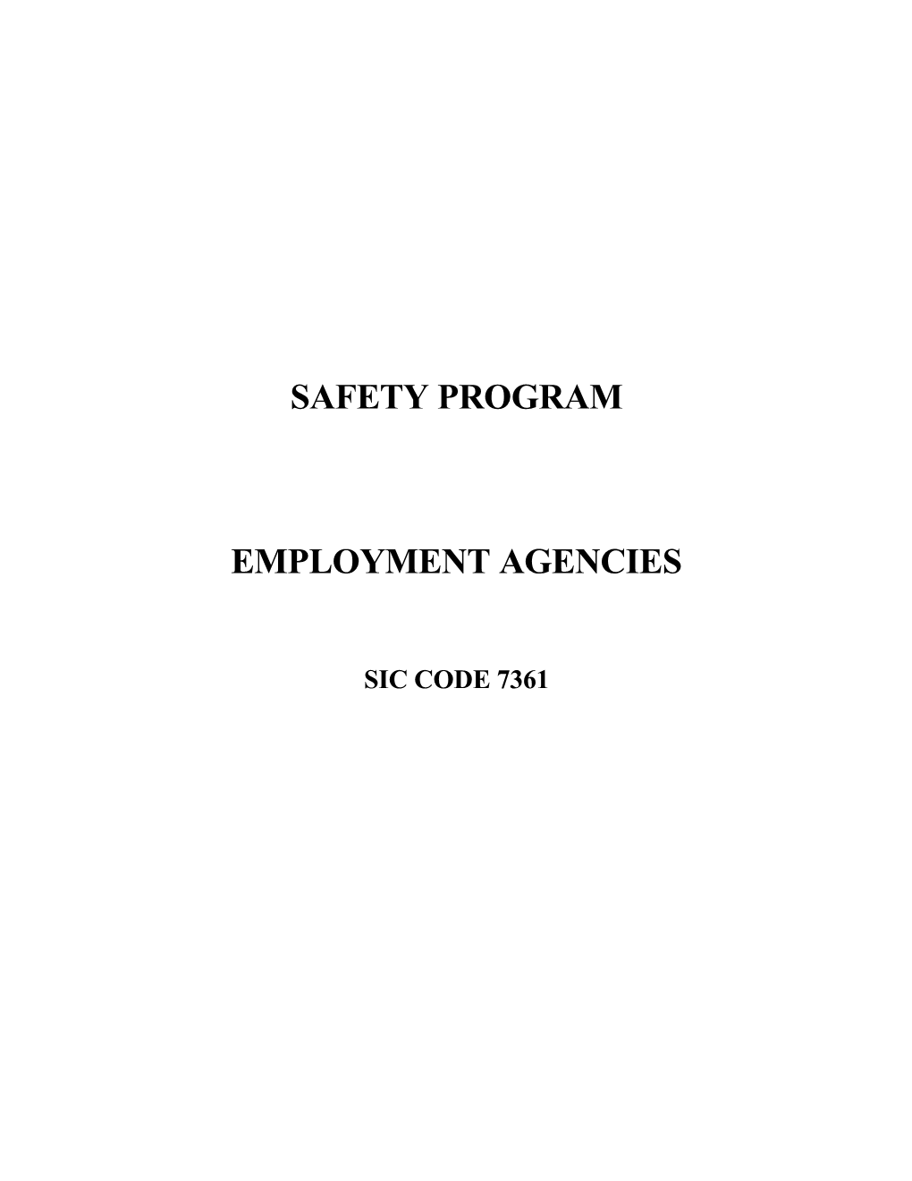 Employment Agencies Safety Program