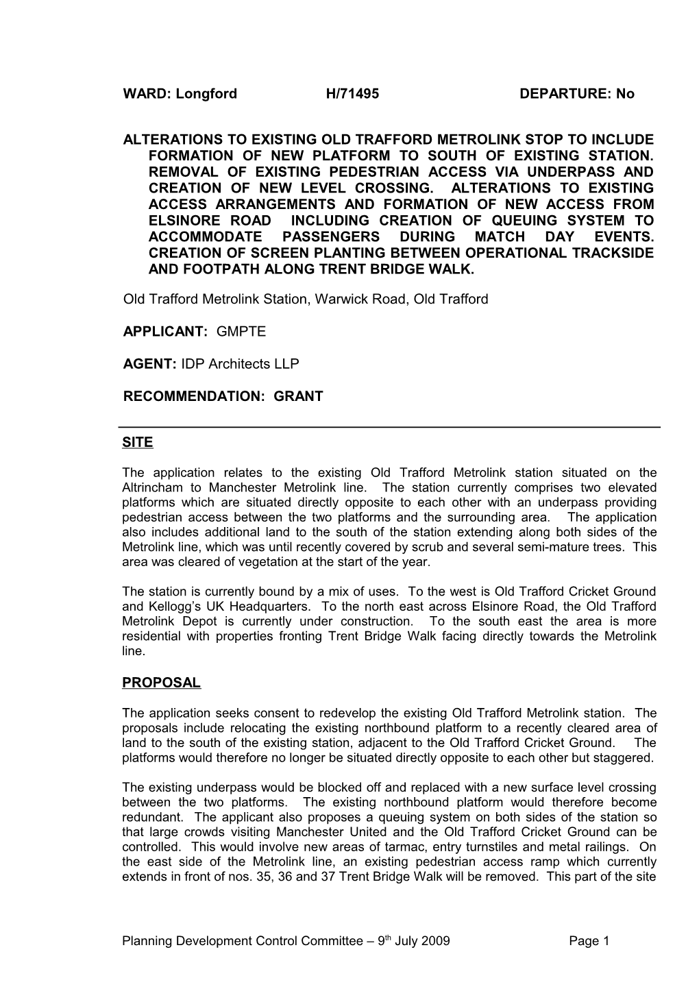 PDC Agenda Item 5 - H71495 - Old Trafford Metrolink Station