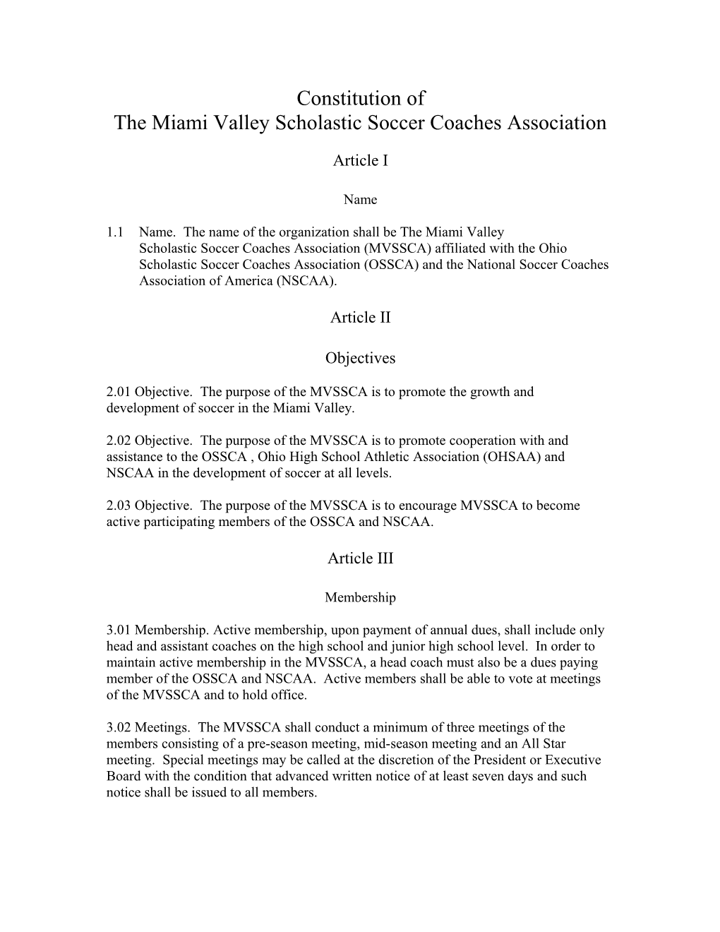 The Miami Valley Scholastic Soccer Coaches Association