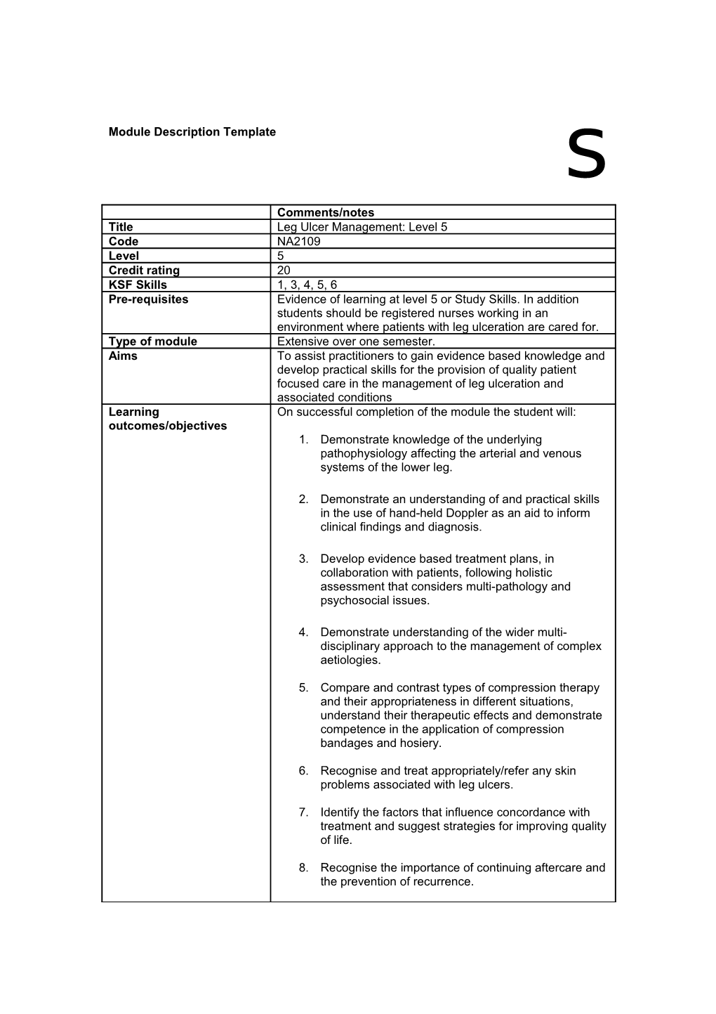 Module Description Template s2