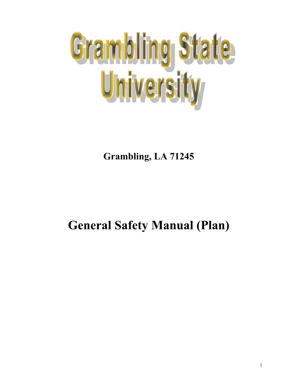 General Safety Manual (Plan)
