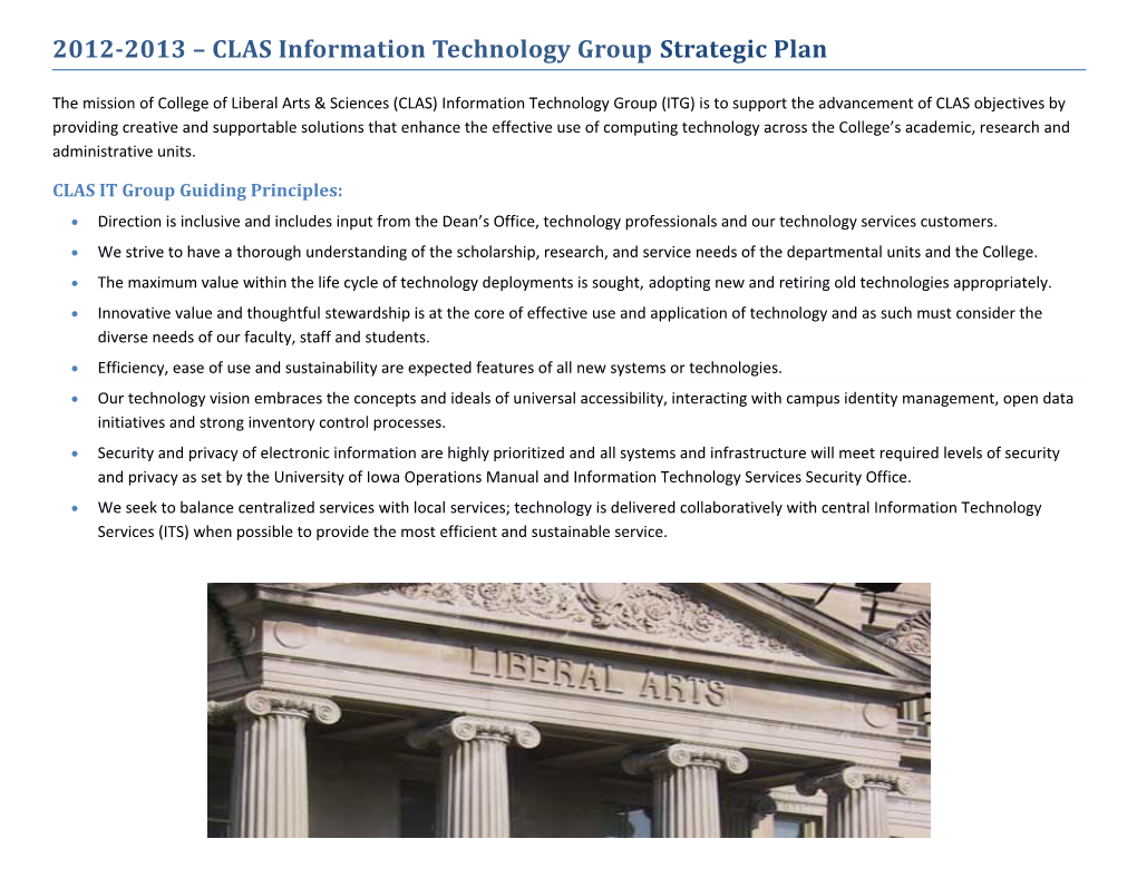 2012-2013 CLAS Information Technology Group Strategic Plan