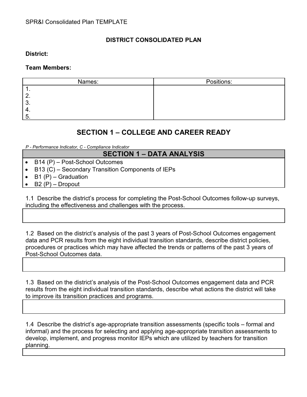 SPR&I Consolidated Plan TEMPLATE