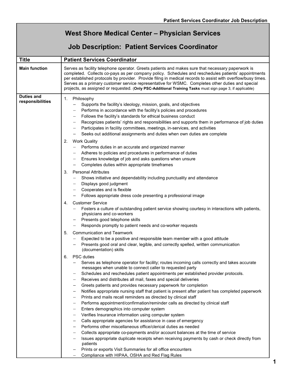 Job Description / Job Evaluation s1