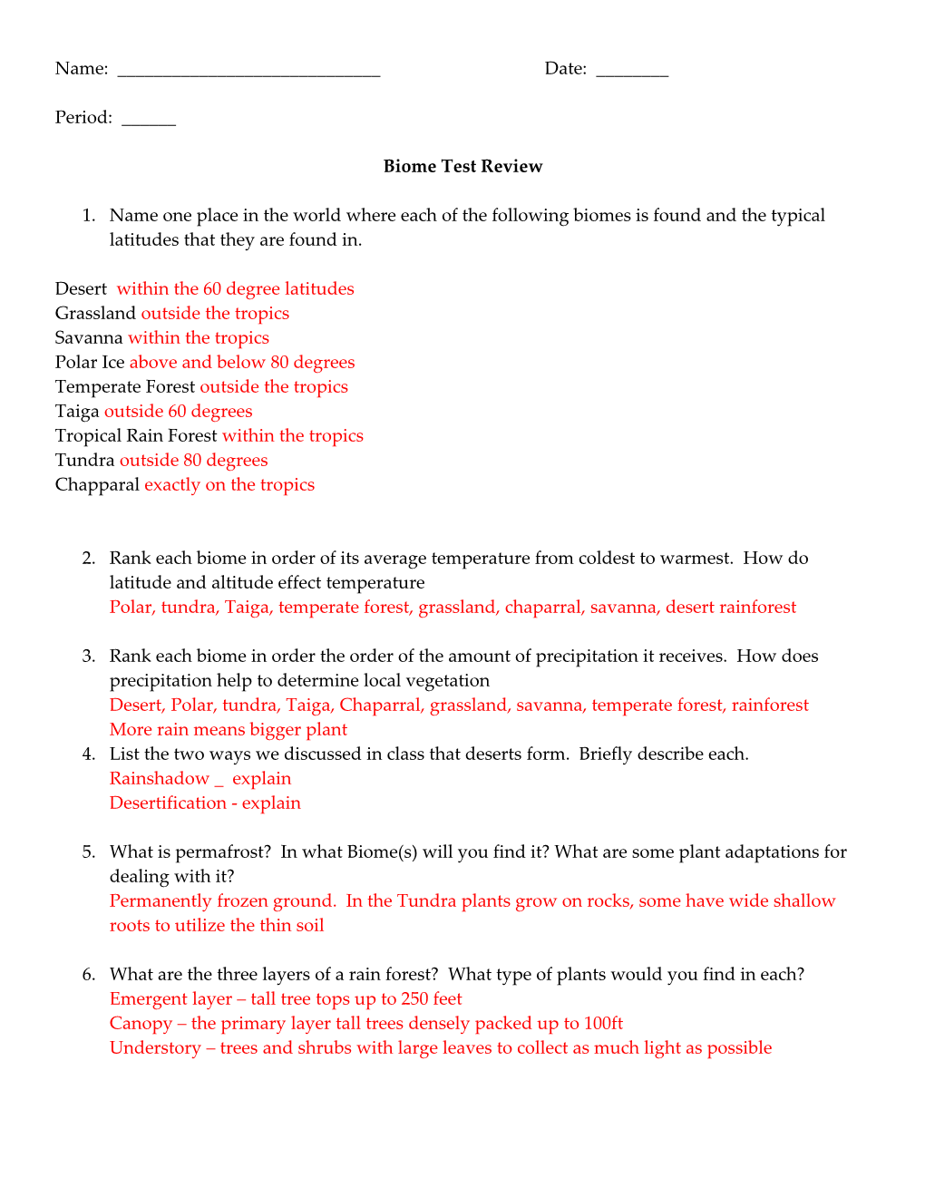 Biome Test Review