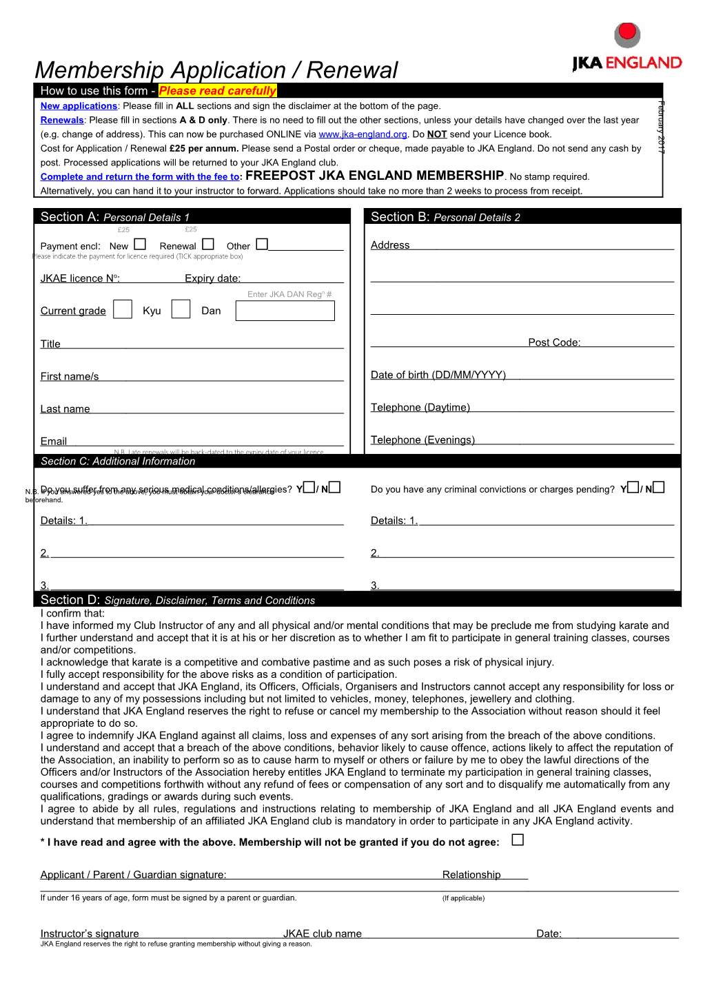 Membership Application / Renewal