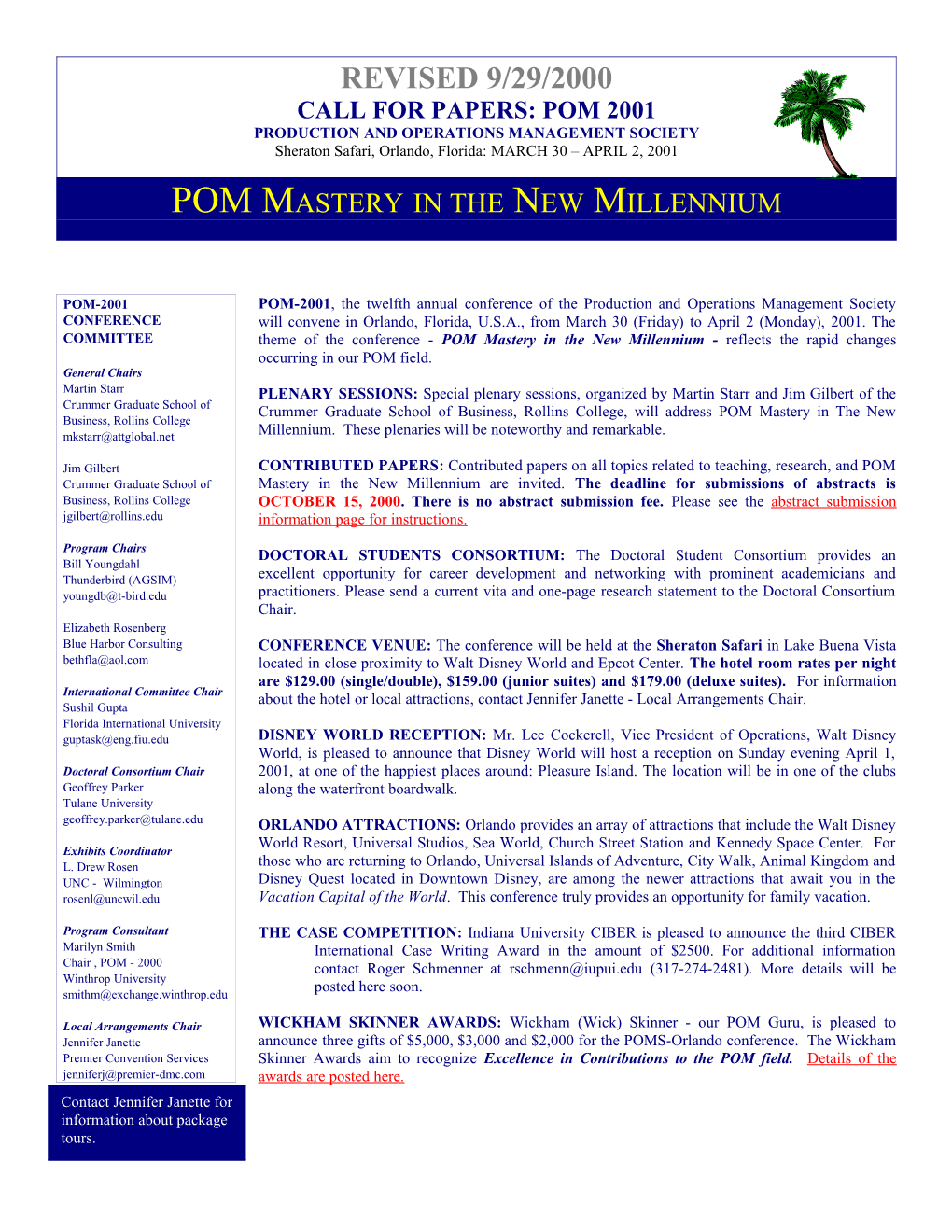POM-2001, the Twelfth Annual Conference of the Production and Operations Management Society