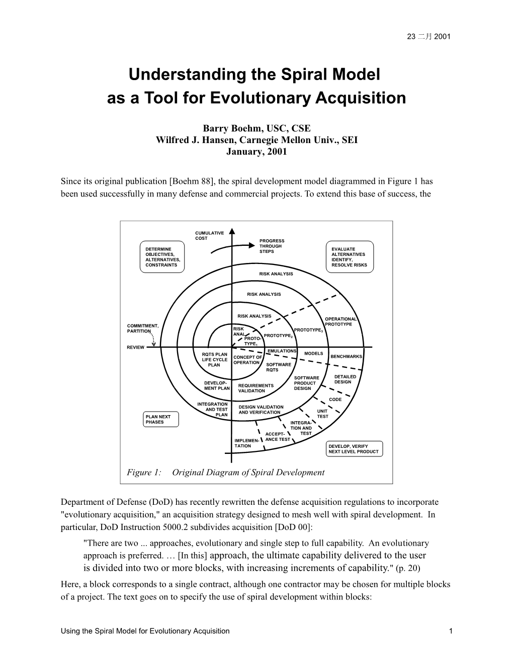 Using the Spiral Model for Evolutionary Acquisition