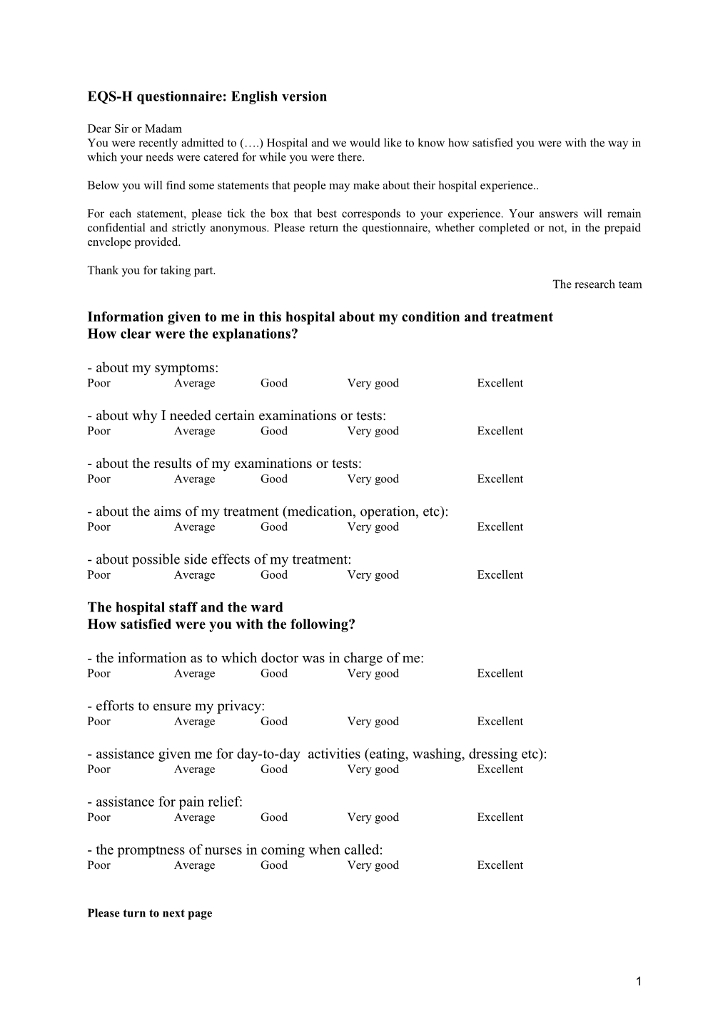 Annex: EQS-H Questionnaire: English Version