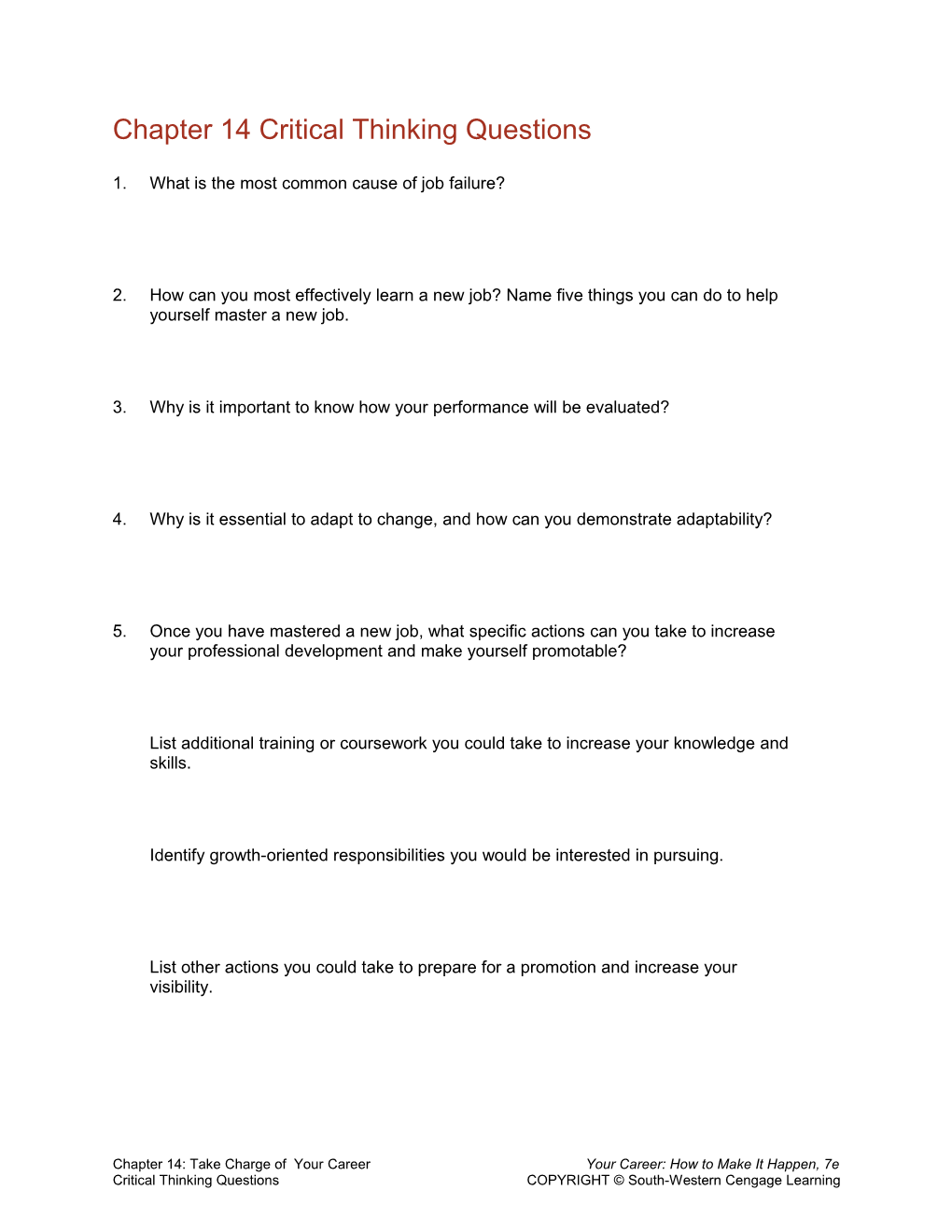 Chapter 14 Critical Thinking Questions