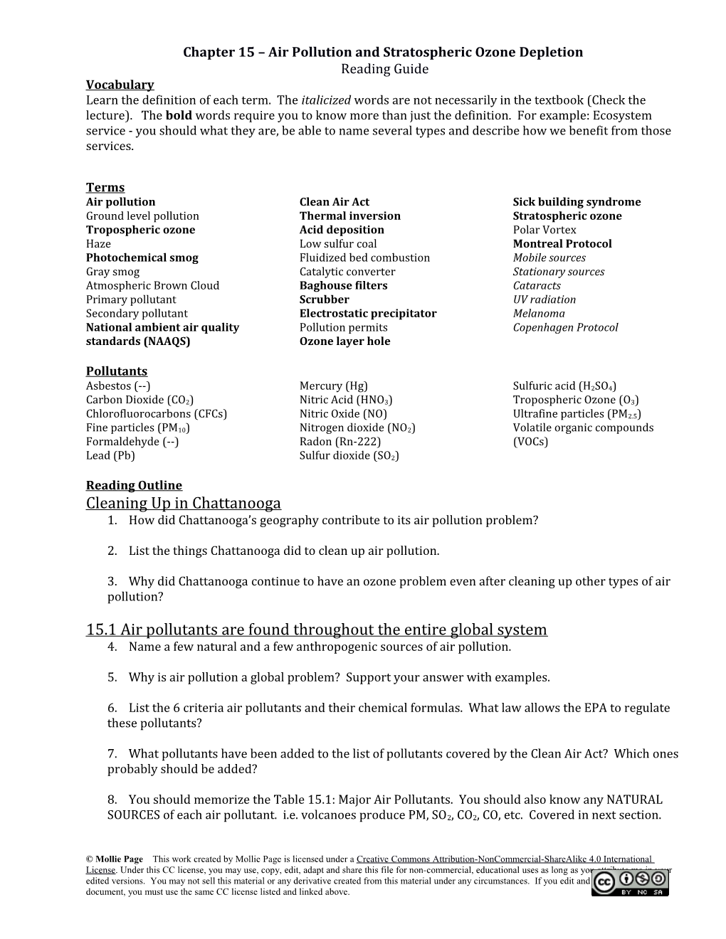 Chapter 15 Air Pollution and Stratospheric Ozone Depletion