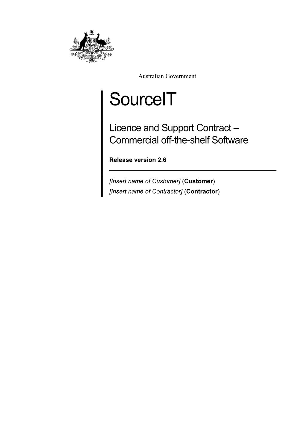 Source IT Licence and Support Contract - Commercial Off-The-Shelf Software - Release Version 2.3