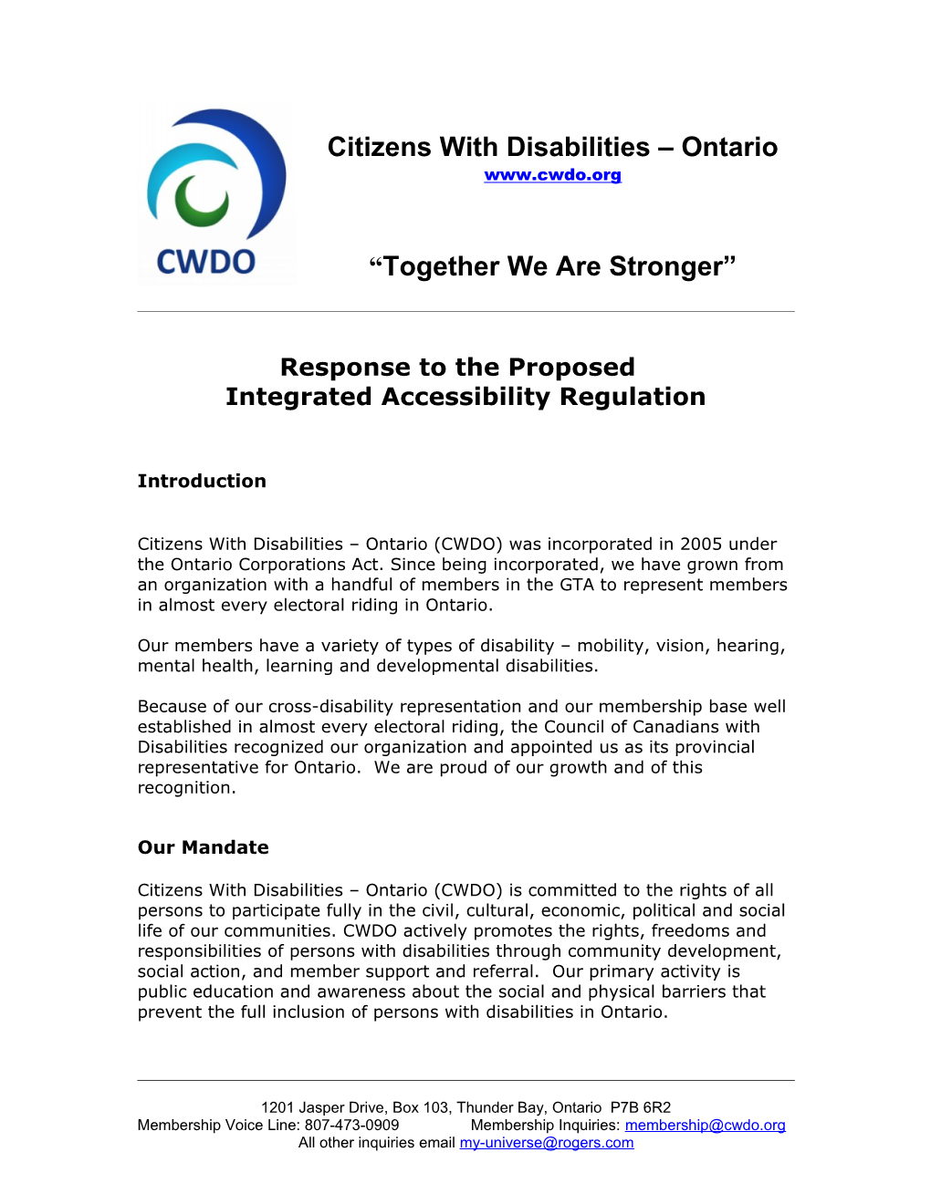 Citizens with Disabilities Ontario