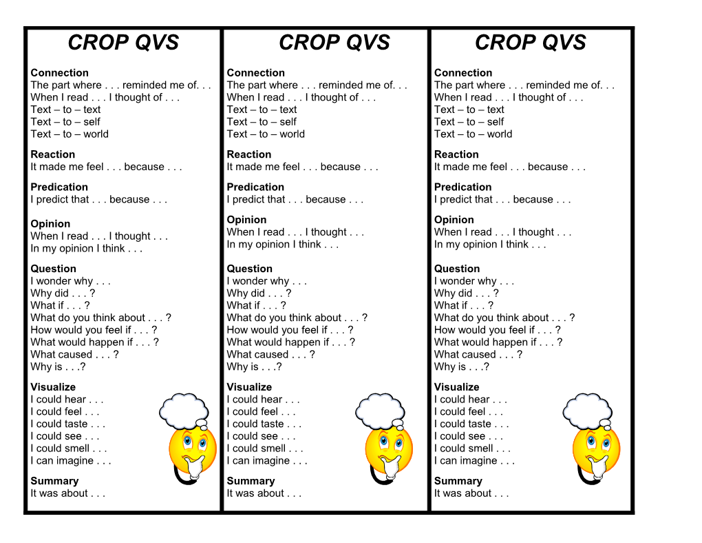 CROP QVS Connection the Part Where . . . Reminded Me Of. . . When I Read . . . I Thought