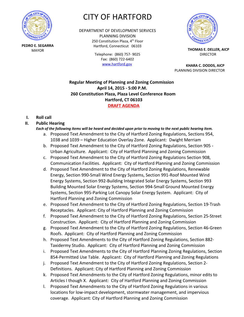 Regular Meeting of Planning and Zoning Commission