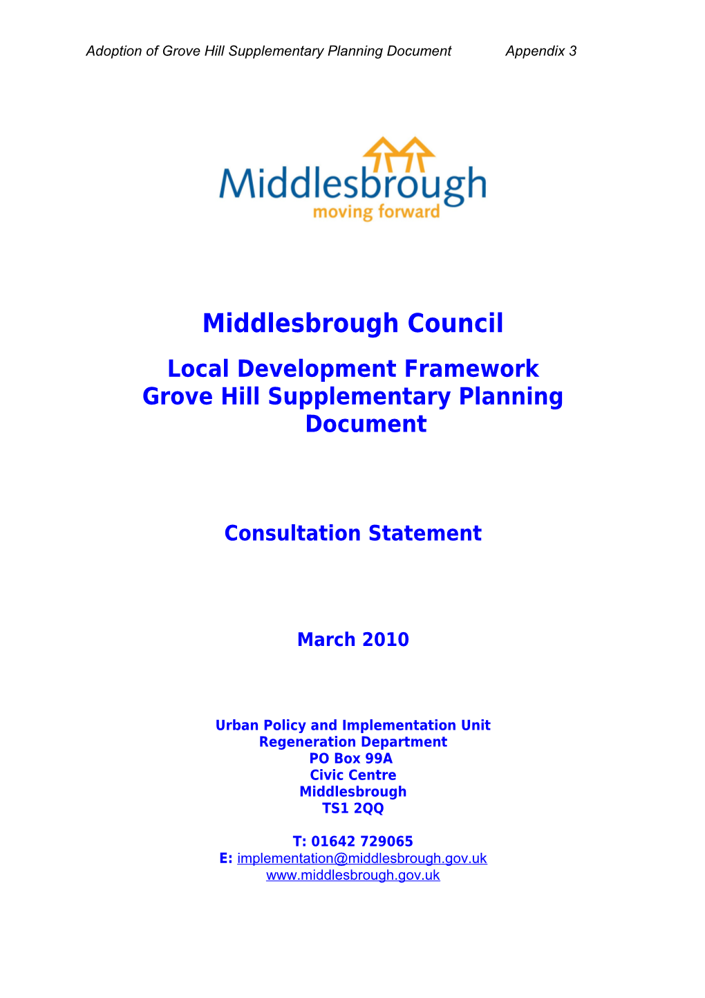 Grove Hill Supplementary Planning Document