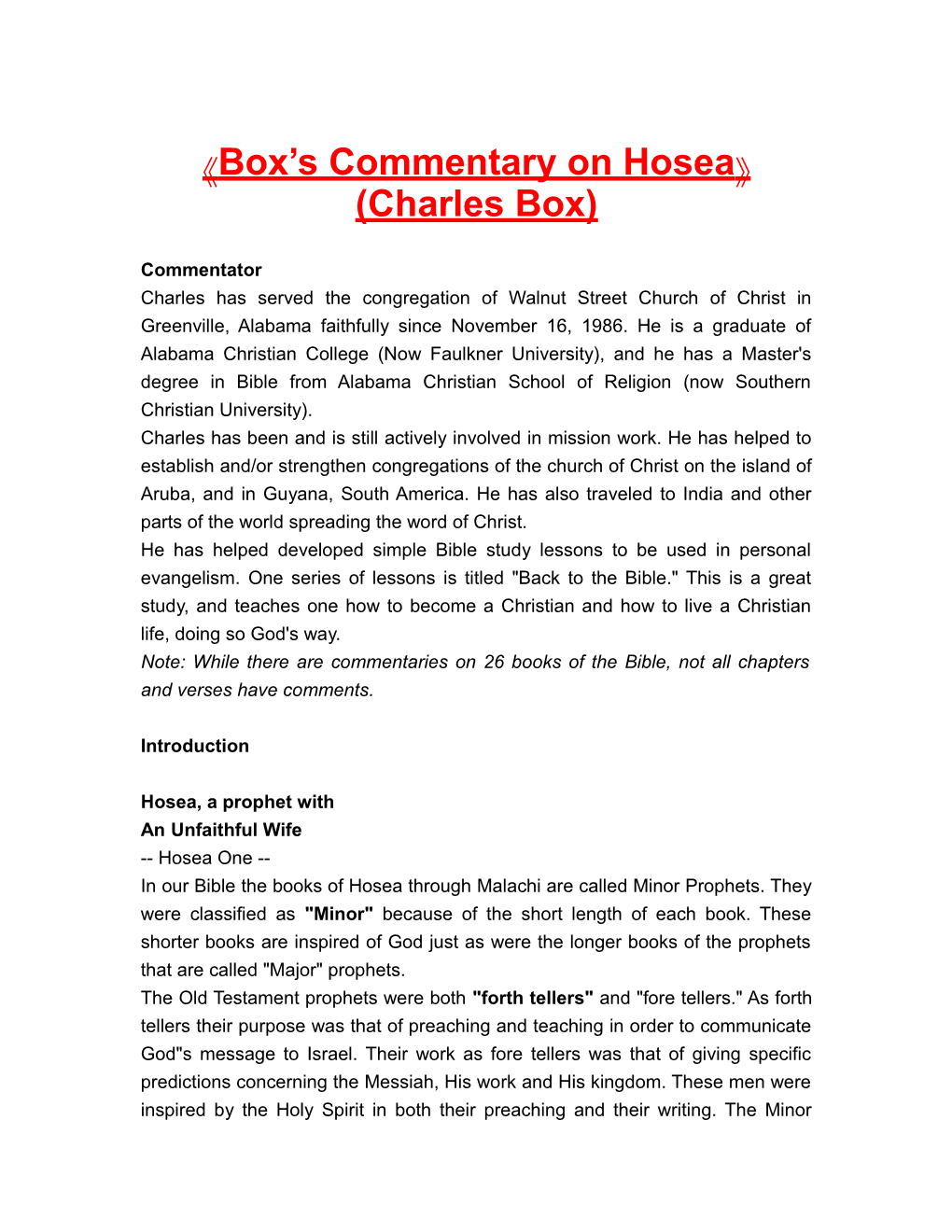 Box S Commentaryonhosea (Charles Box)