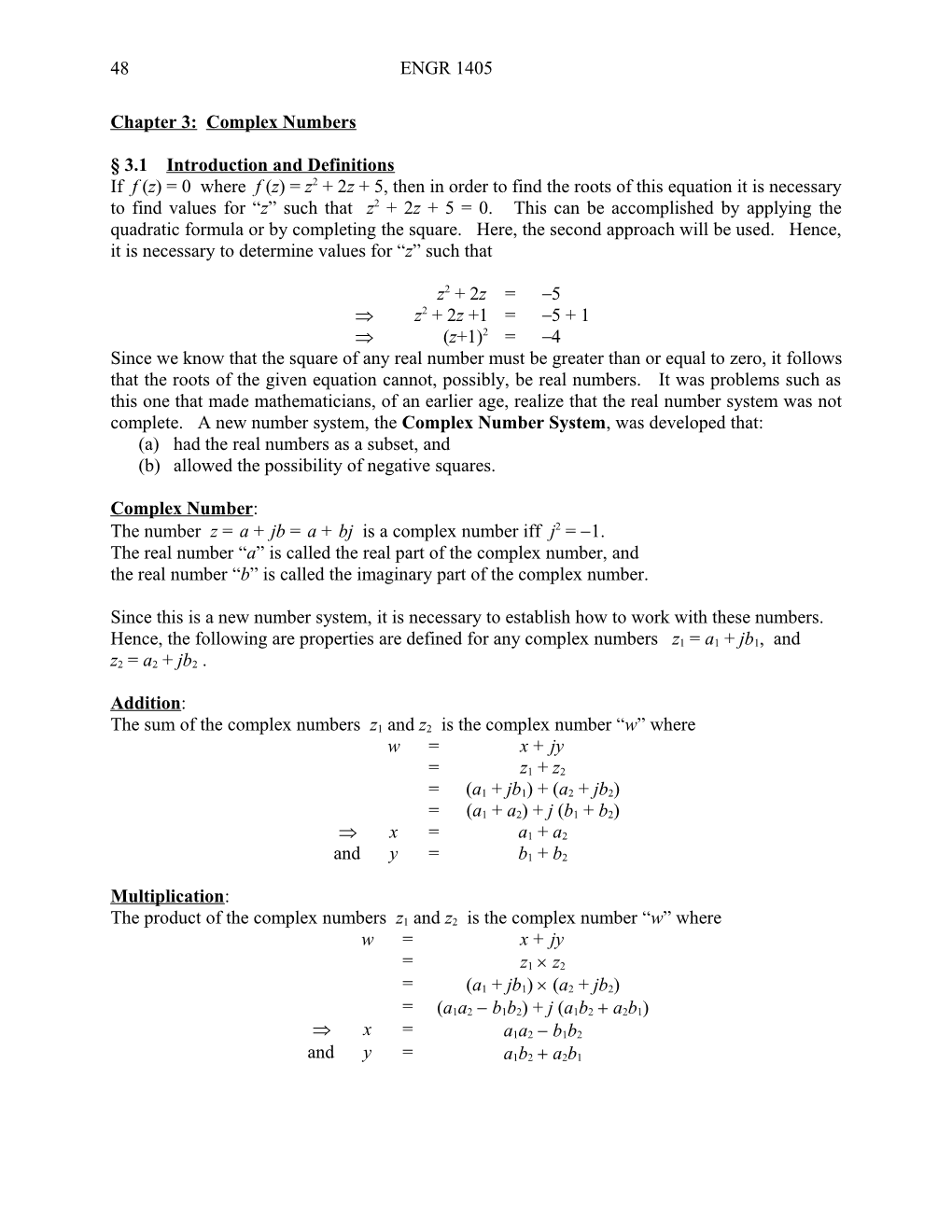 Chapter 4 Complex Numbers