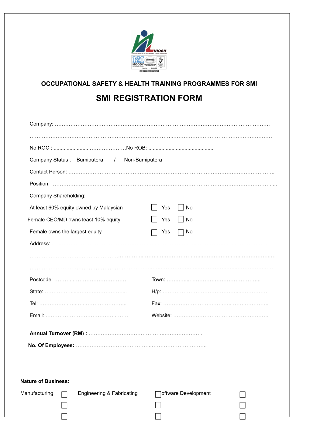 Occupational Safety & Health Training Programmes for Smi