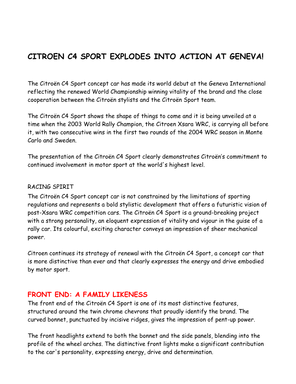 Citroen C4 Sport Explodes Into Action at Geneva!