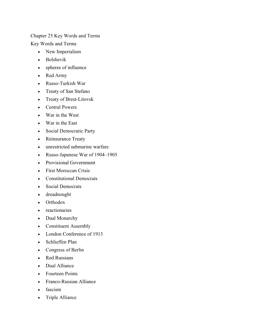 Chapter 25 Key Words and Terms