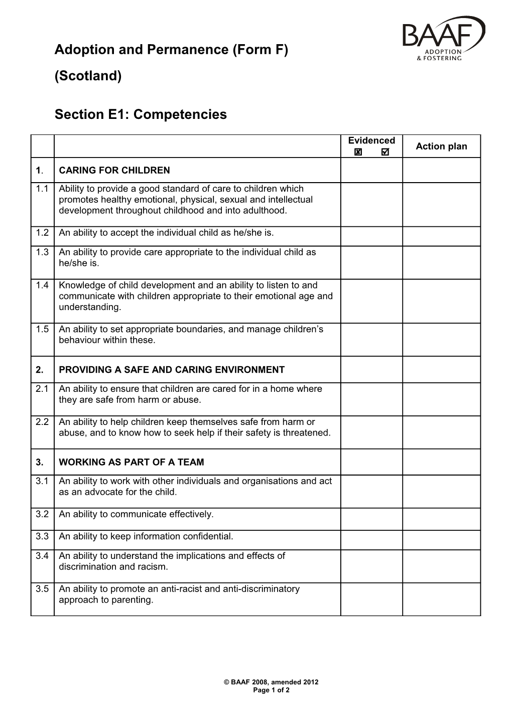 Adoption and Permanence(Form F)