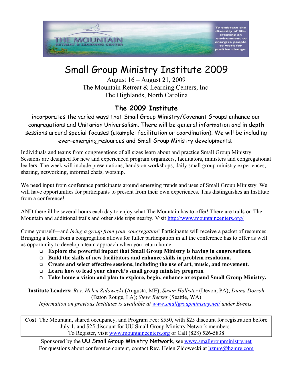 Small Group Ministry Network Institute