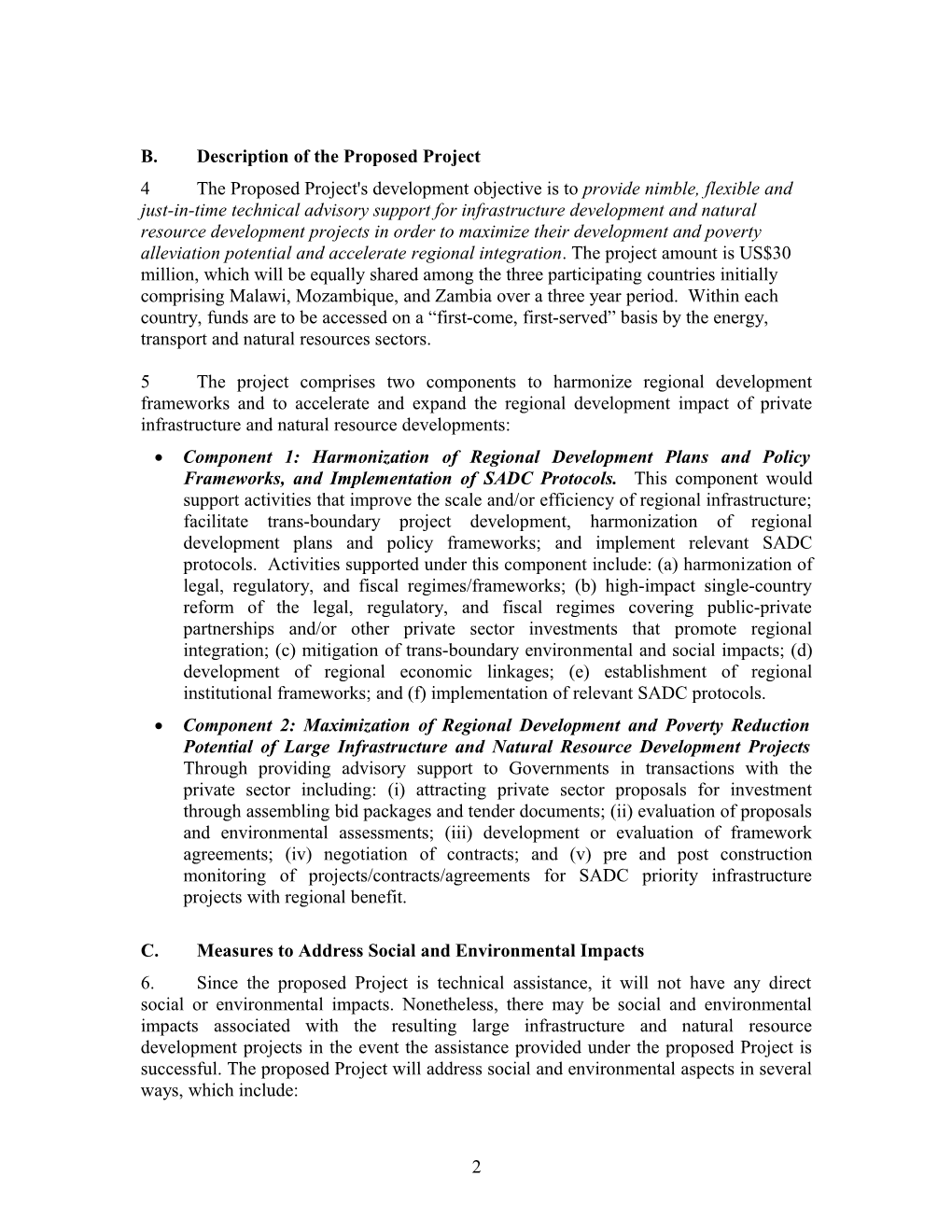 Disclosure of an Environmental Impact Assessment Framework