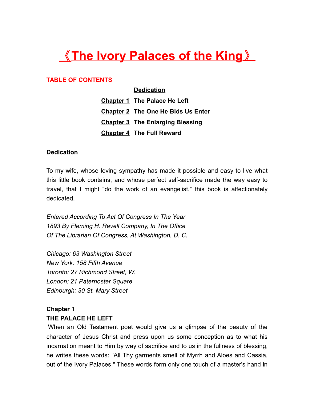 The Ivory Palaces of the King