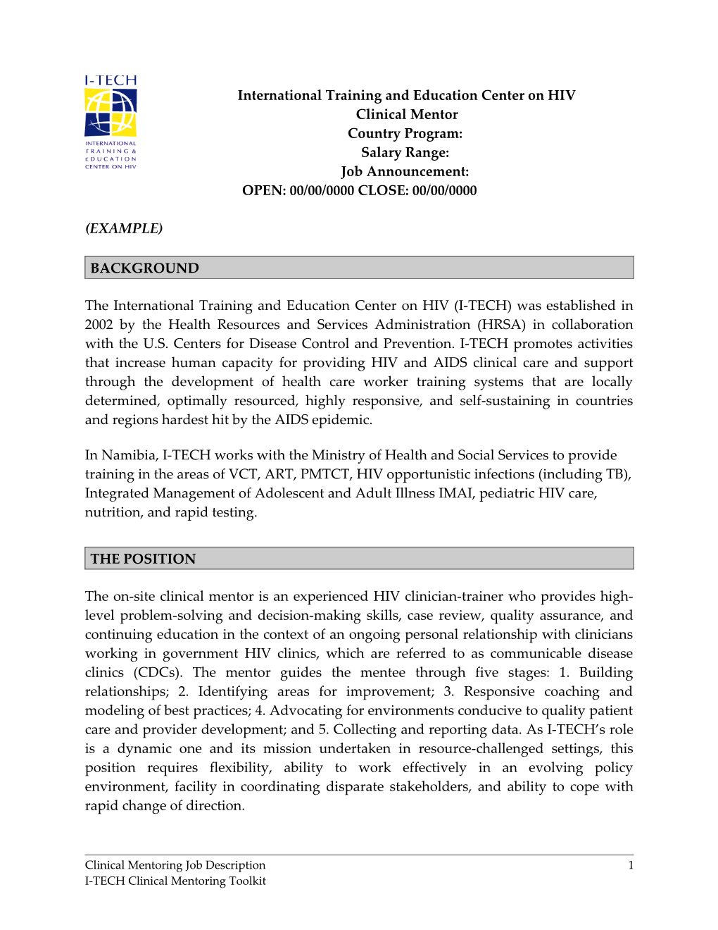 Terms of Reference for Short-Term Technical Assistance