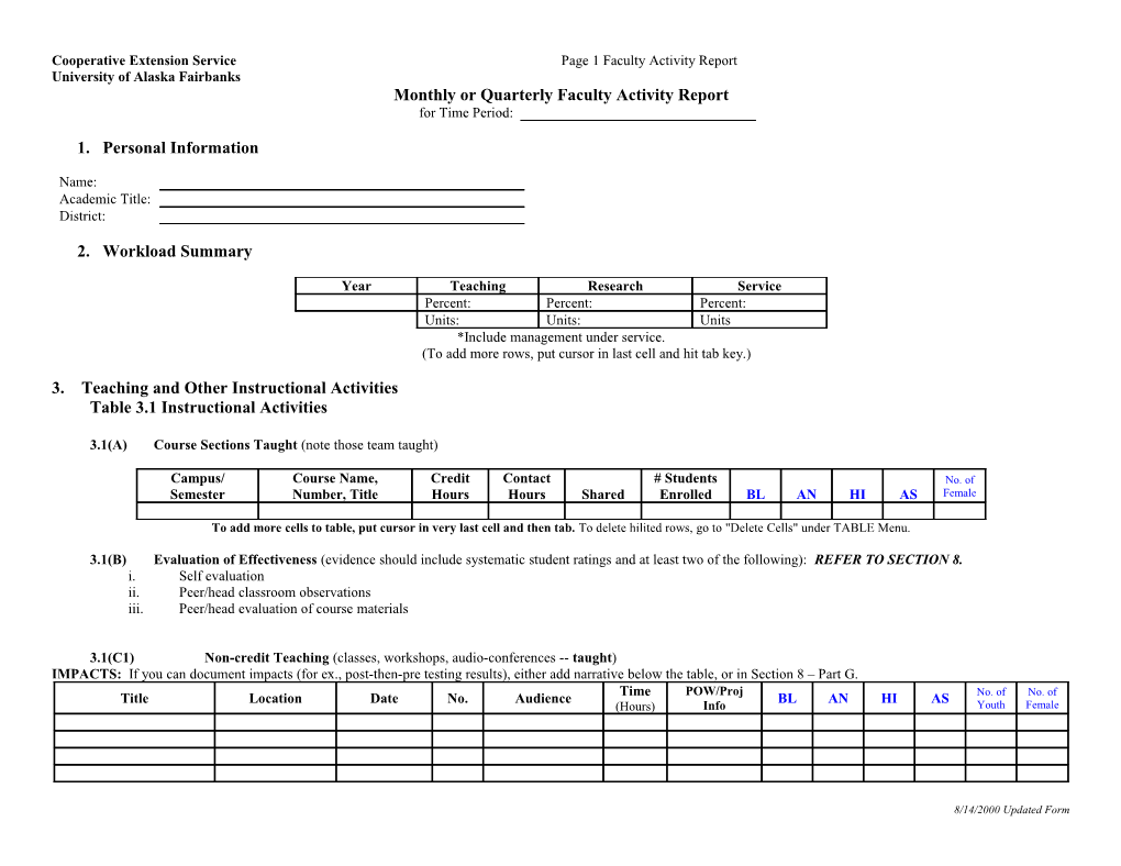 Faculty Activity Report