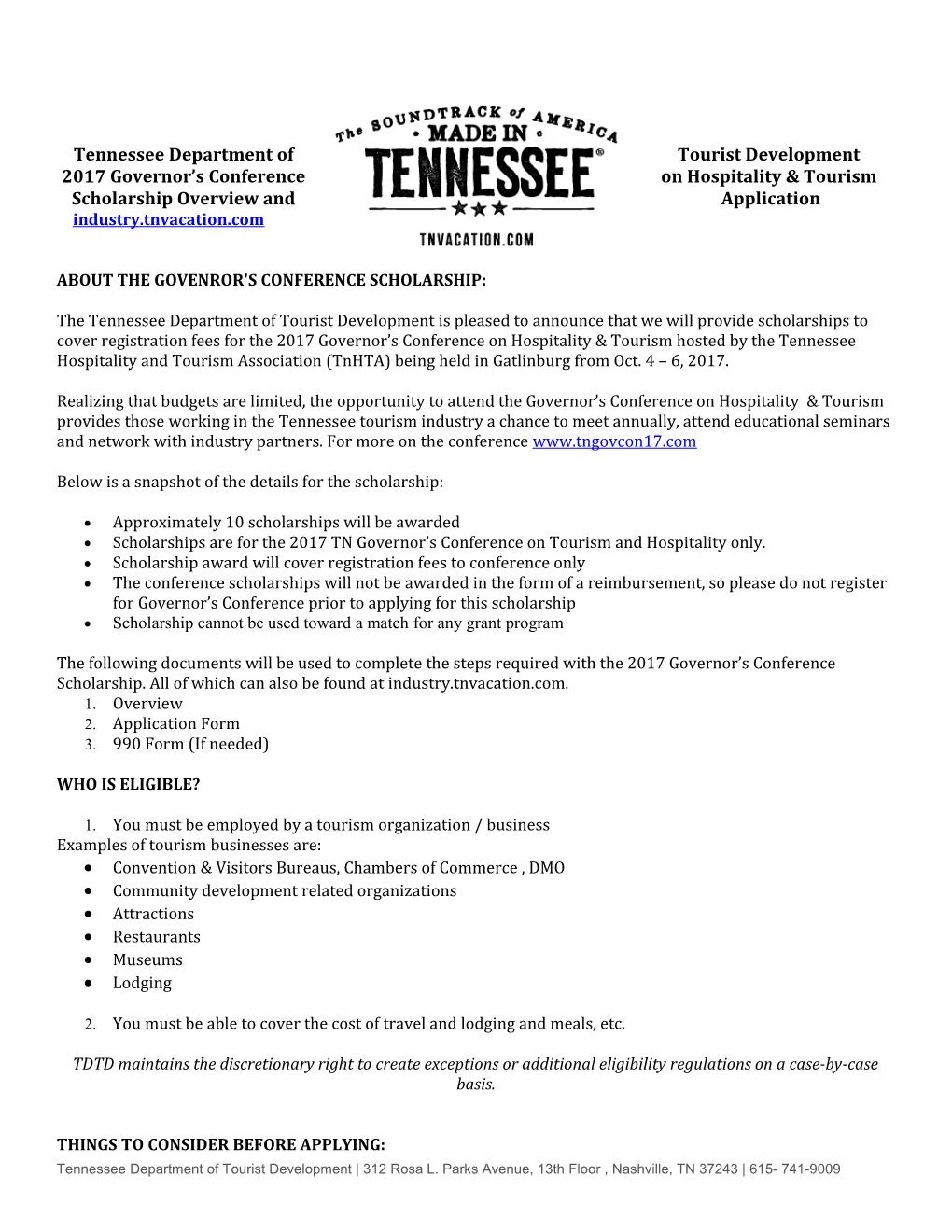 Tennessee Department of Tourist Development