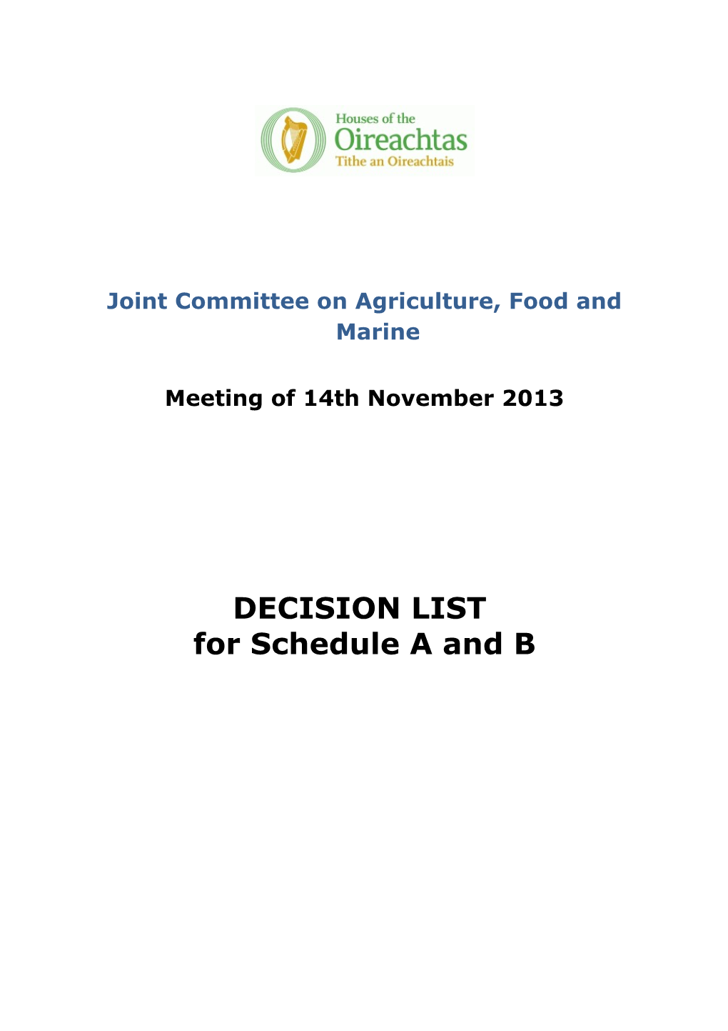 Joint Committee on Agriculture, Food and Marine