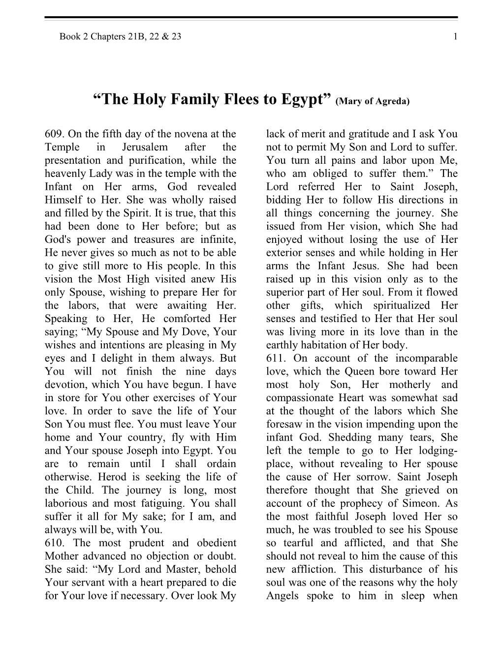 The Holy Family Flees to Egypt (Mary of Agreda)