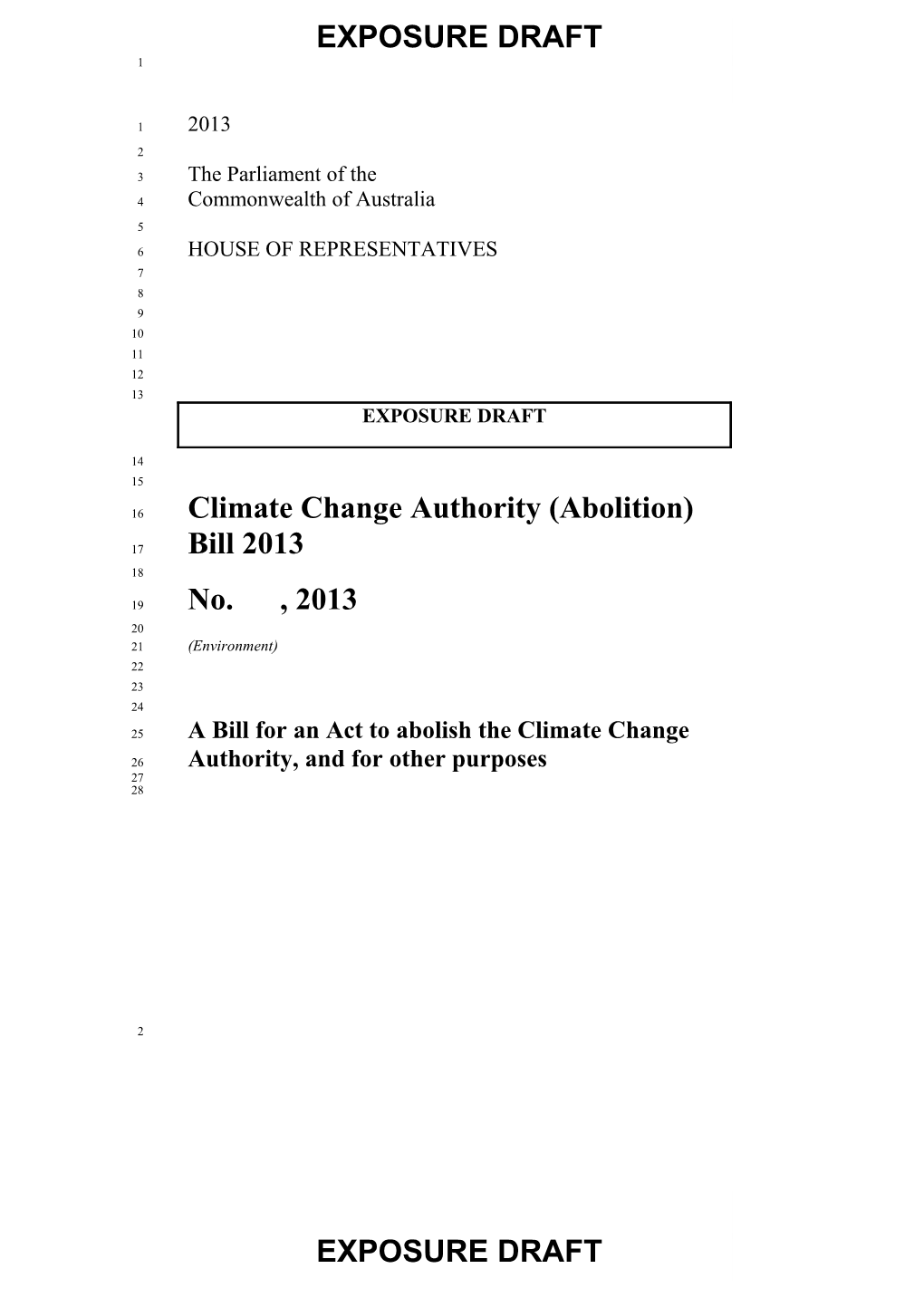Climate Change Authority (Abolition) Bill 2013