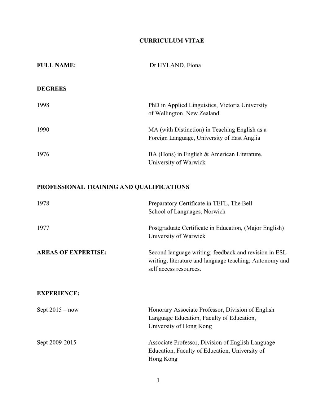 Curriculum Vitae s545