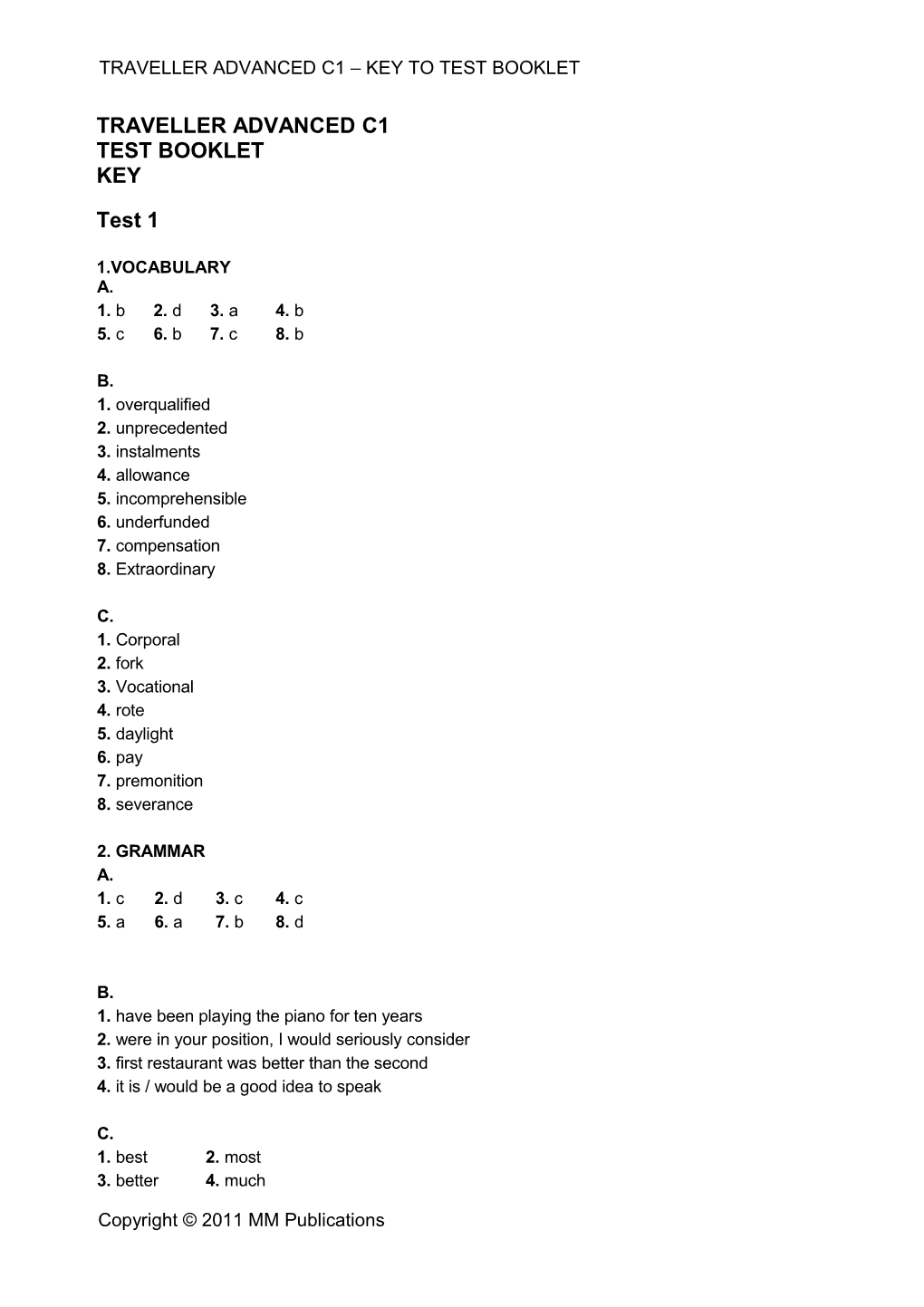 Traveller Advanced C1 Tests