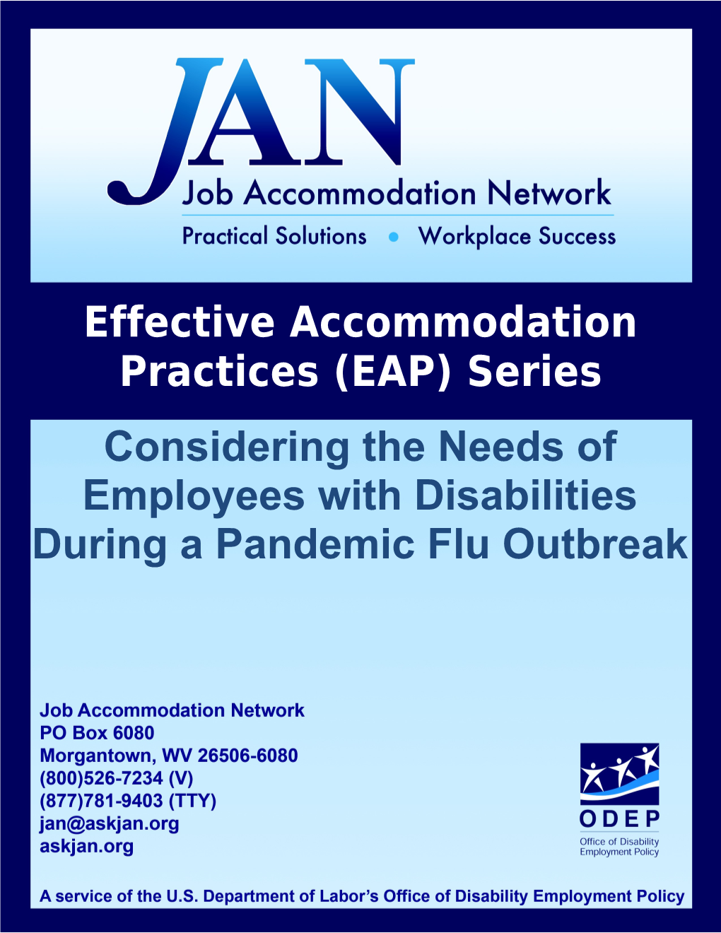 Considering the Needs of Employees with Disabilities During a Pandemic Flu Outbreak