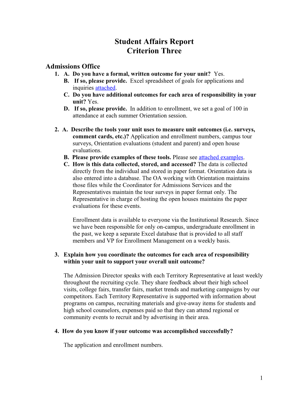 Criterion Three: Student Learning And Effective Teaching