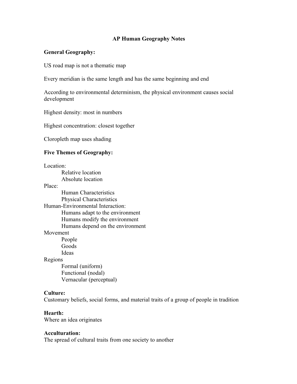 Ap Human Geography Final Exam Study Guide