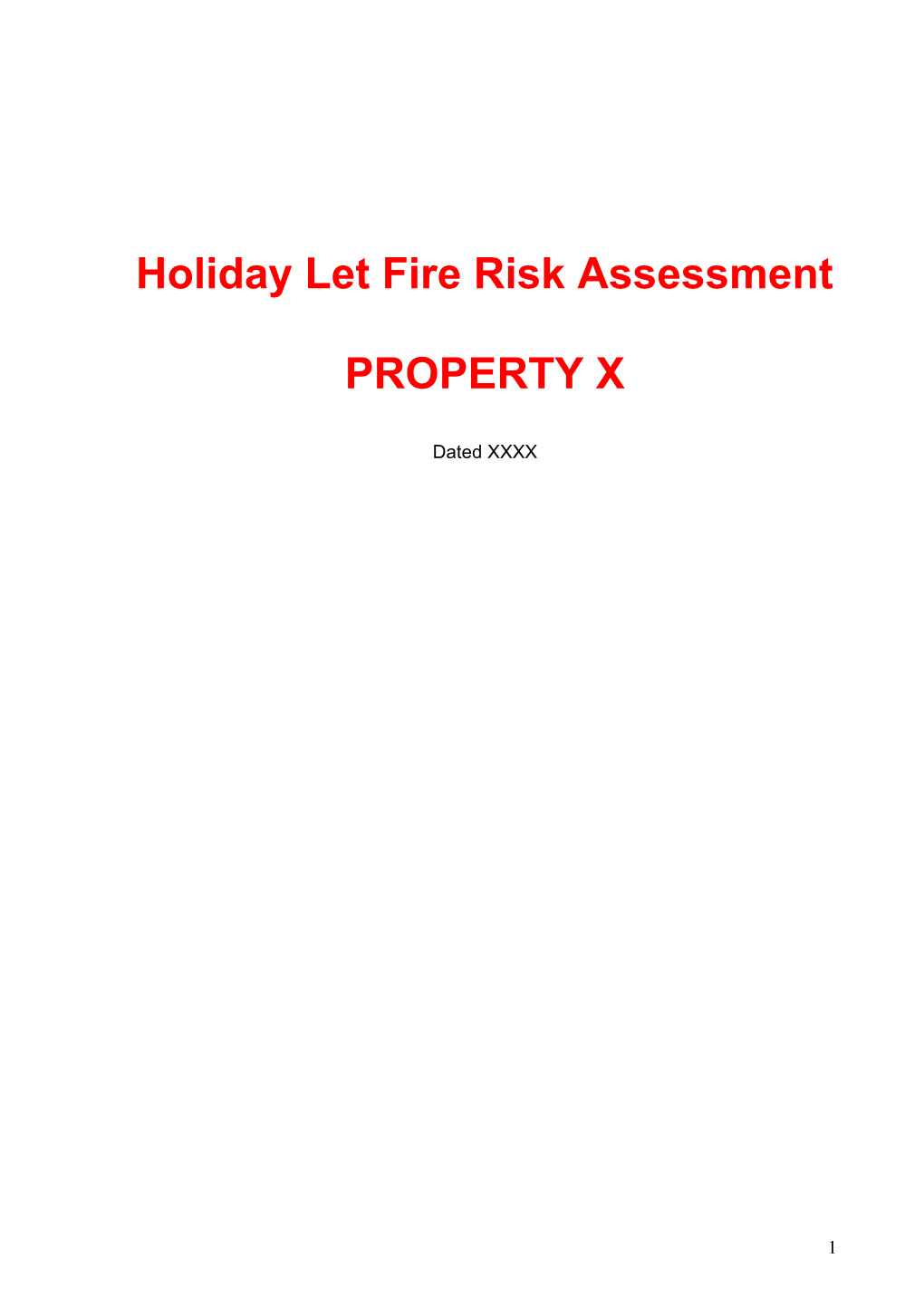 Holiday Let Fire Risk Assessment