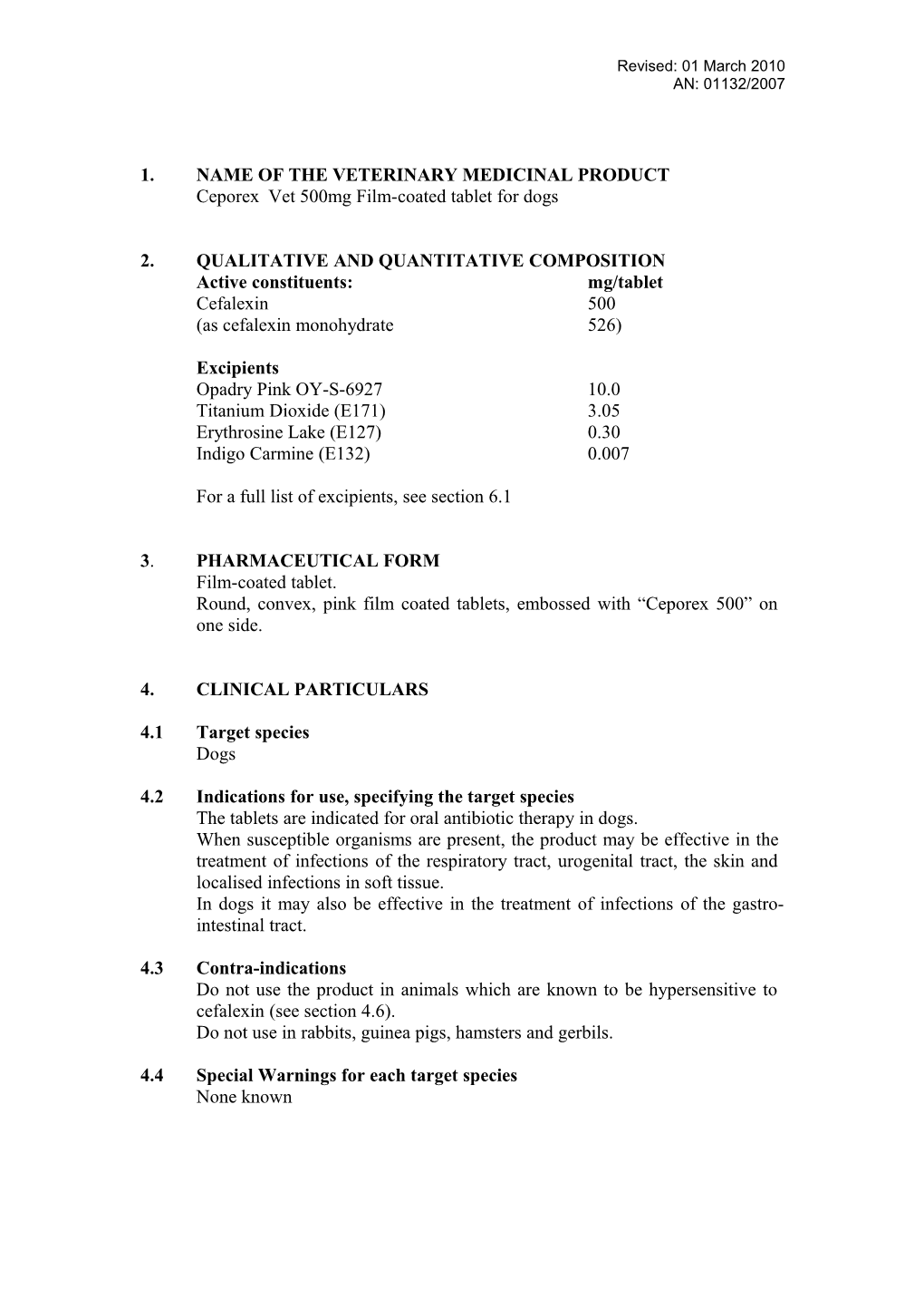 Part 1B1 Spc Ceporex Vet 500 2/4/03 (Uk)