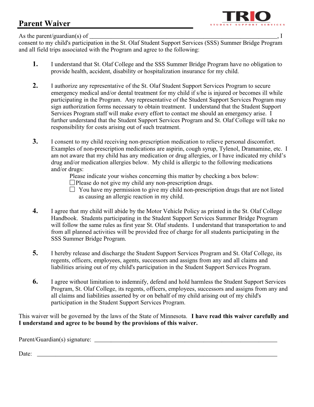 Health/Consent Forms