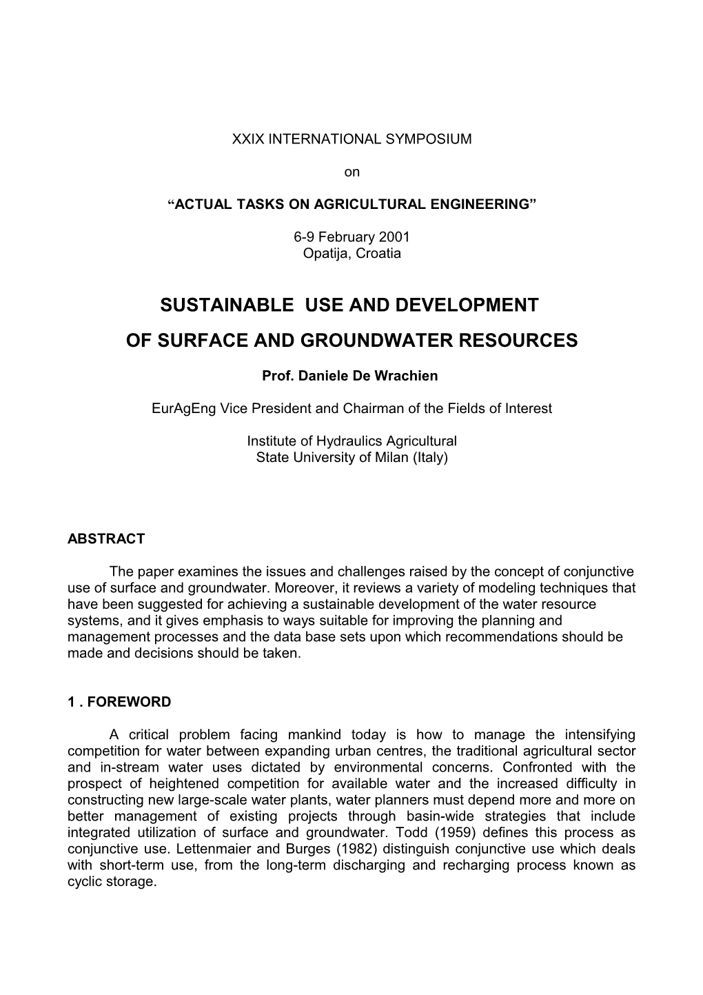 Sustainable Use and Development