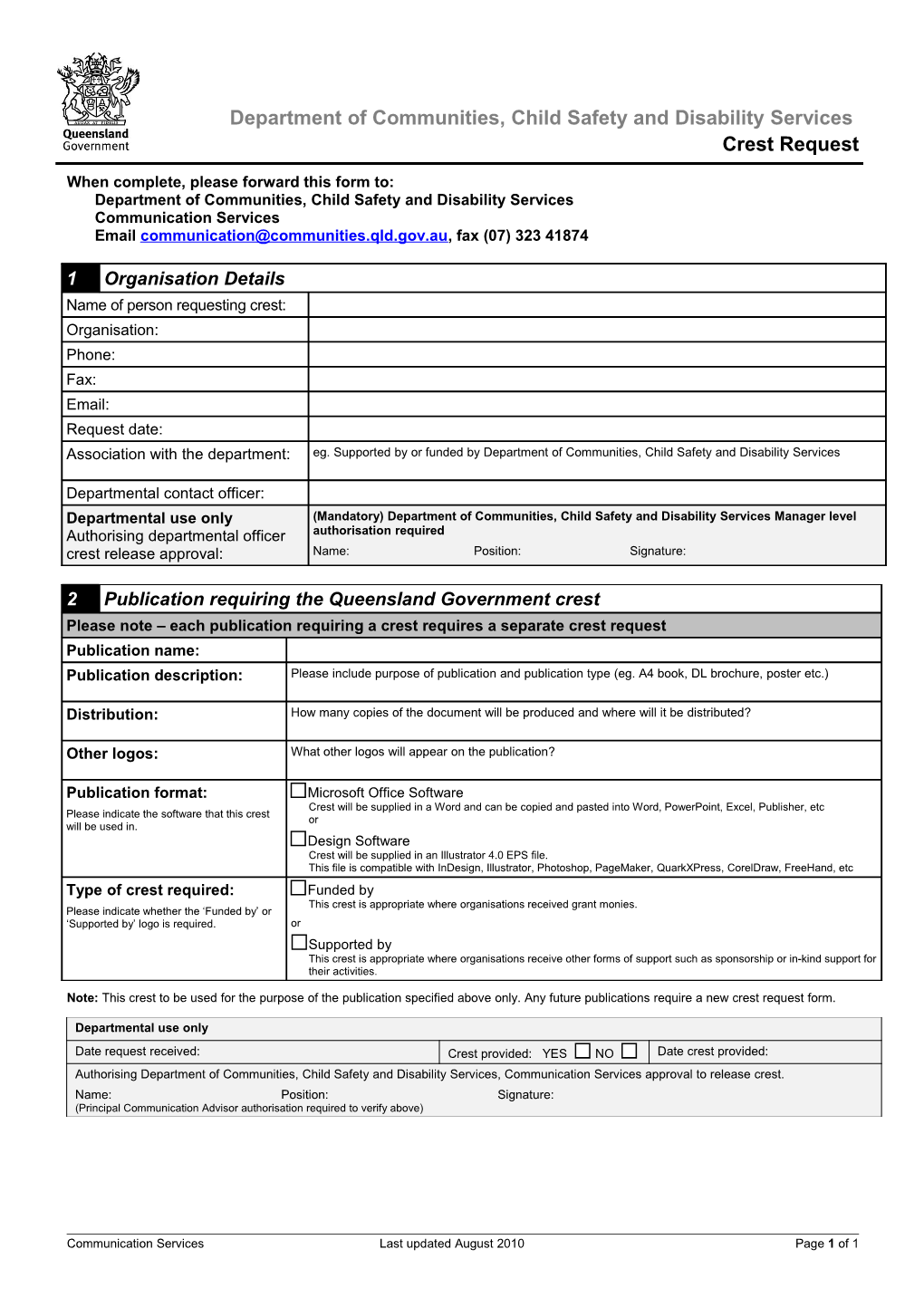 Department of Communities Logo Request Form