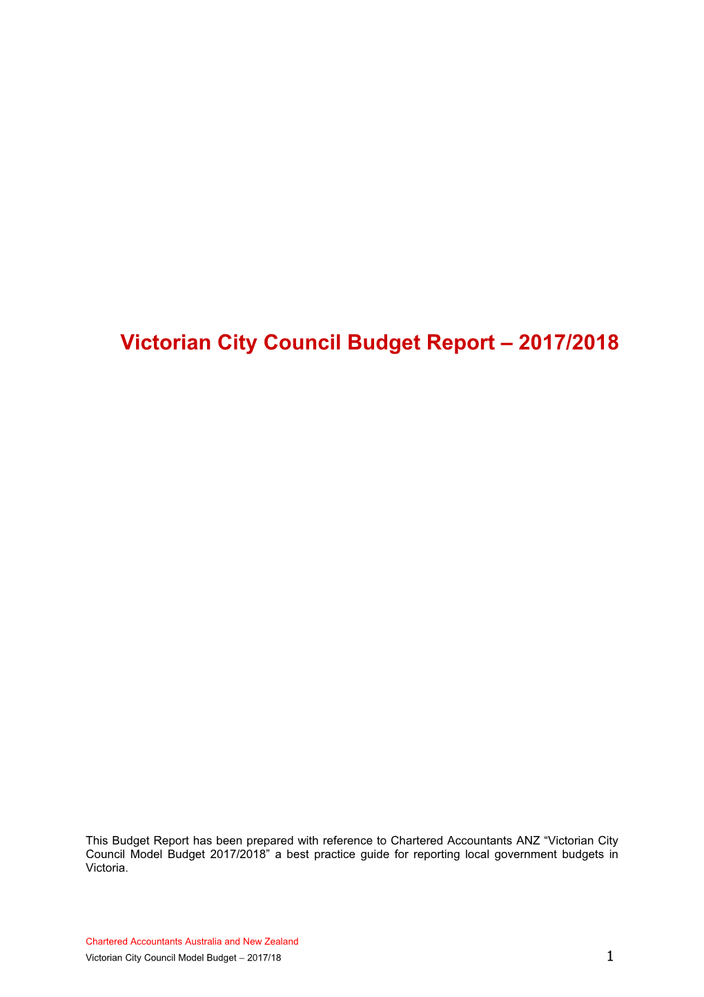 Victorian City Council Budget Report 2017/2018